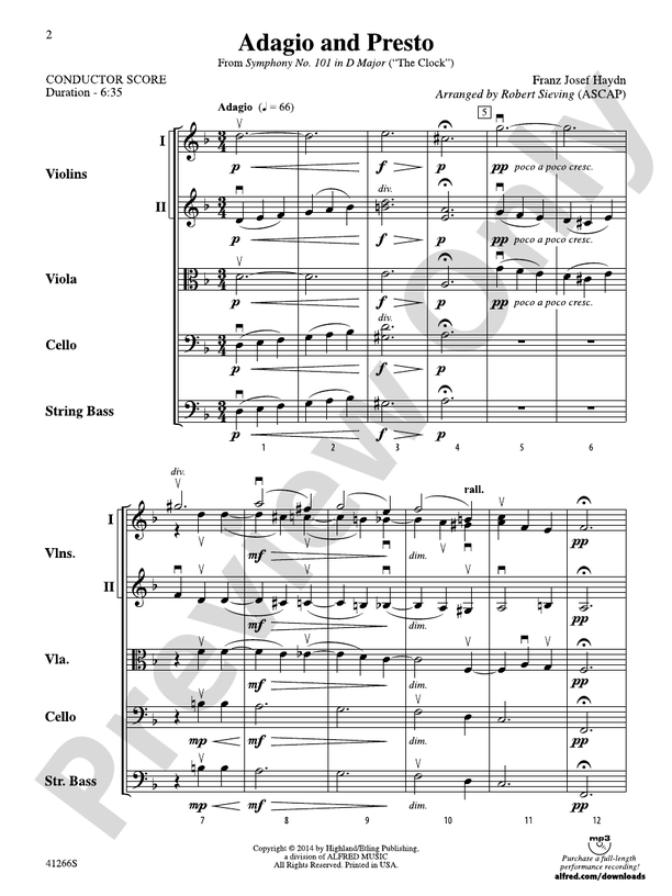 Adagio and Presto – String Orchestra Conductor Score & Parts (Digital Download)