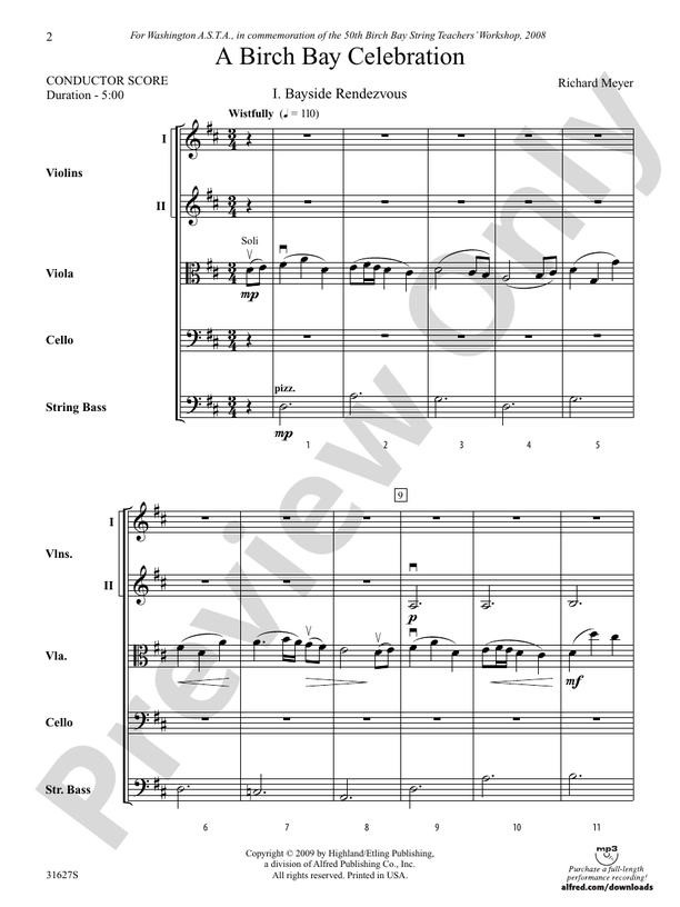 A Birch Bay Celebration – String Orchestra Conductor Score & Parts (Digital Download)