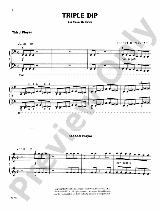 Triple Dip - 1 Piano, 6 Hands (Digital Download)