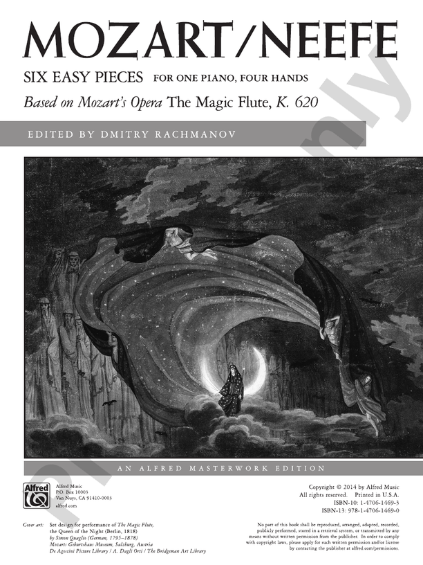 Mozart/Neefe - Six Easy Pieces - Based on Mozart's Opera The Magic Flute, K. 620  - 1 Pianos, 4 Hands (Digital Download)