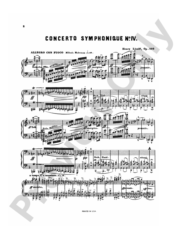 Litolff - Concerto Symphonique, Op. 102 - 2 Piano, 4 Hands (Digital Download)