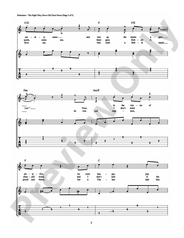 Night They Drove Old Dixie Down, The - Guitar TAB (Digital Download)