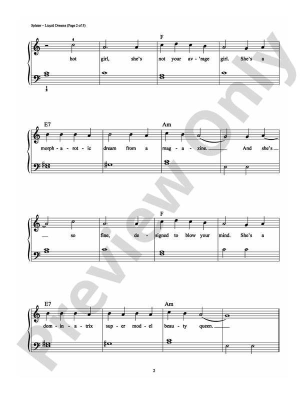 Liquid Dreams - Arr. Richard Bradley - Easy Piano (Digital Download)