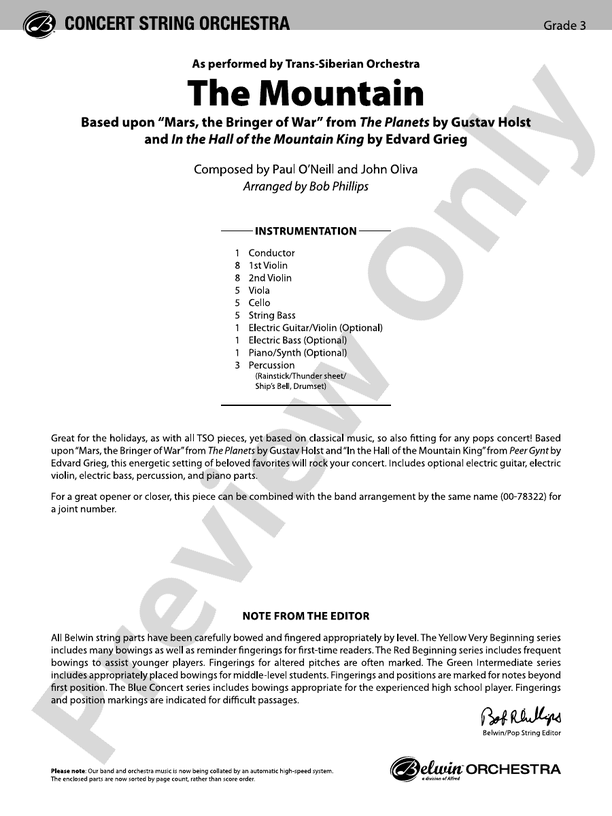 The Mountain - String Orchestra Conductor Score & Parts (Digital Download)