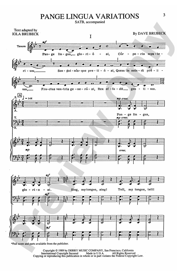 Pange Lingua Variations - SATB Choral (Digital Download)