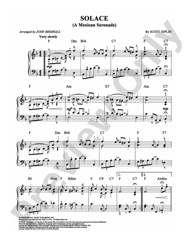 Solace (A Mexican Serenade) - Arr. John Brimhall - Easy Piano (Digital Download)