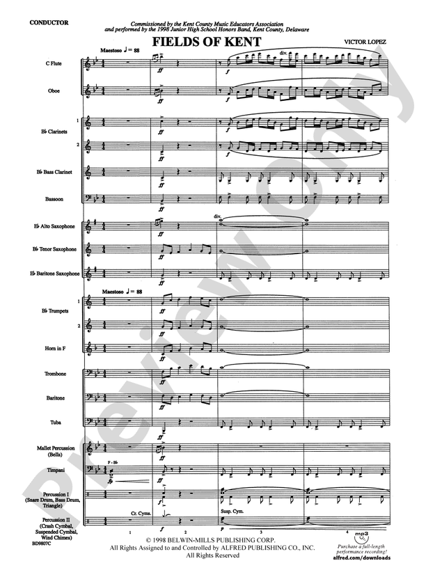Fields of Kent - Concert Band Conductor Score & Parts (Digital Download)