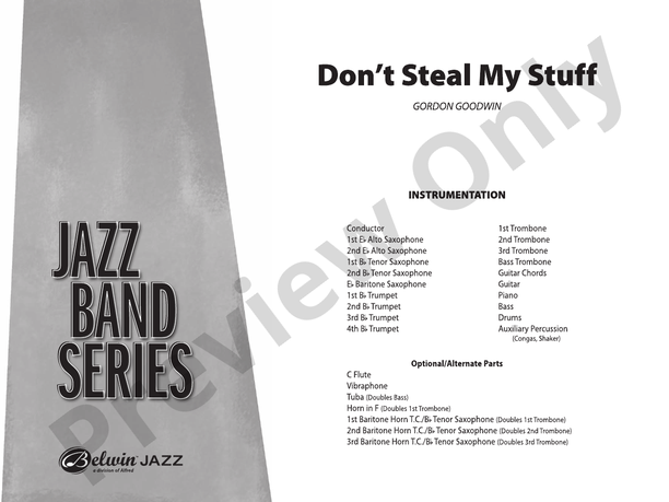 Don't Steal My Stuff - Jazz Ensemble Conductor Score & Parts (Digital Download)