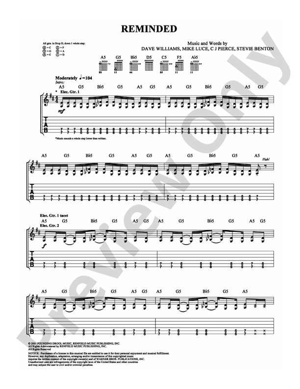 Reminded - Guitar TAB (Digital Download)