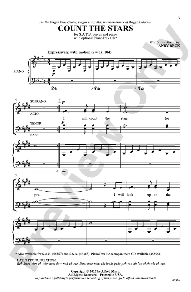 Count the Stars – SATB Choral Octavo (Digital Download)