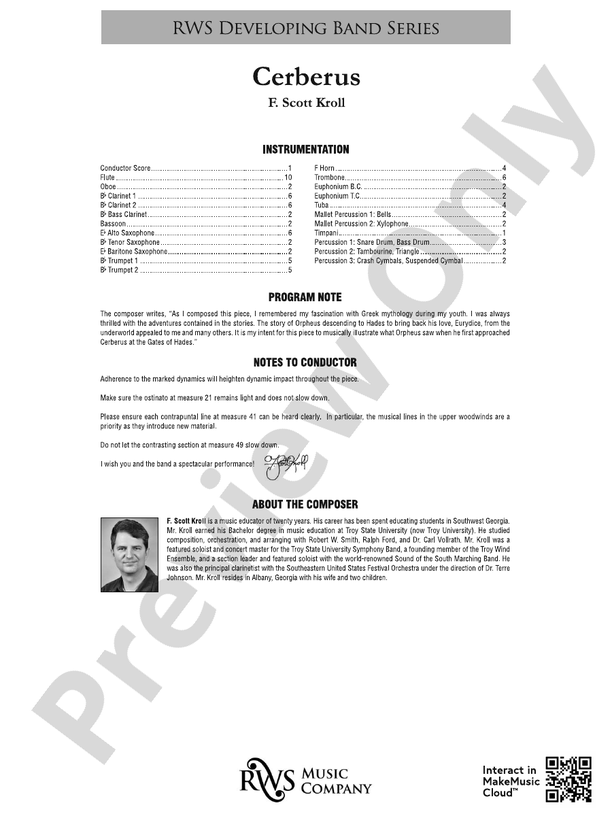 Cerberus - Concert Band Conductor Score & Parts(Digital Download)