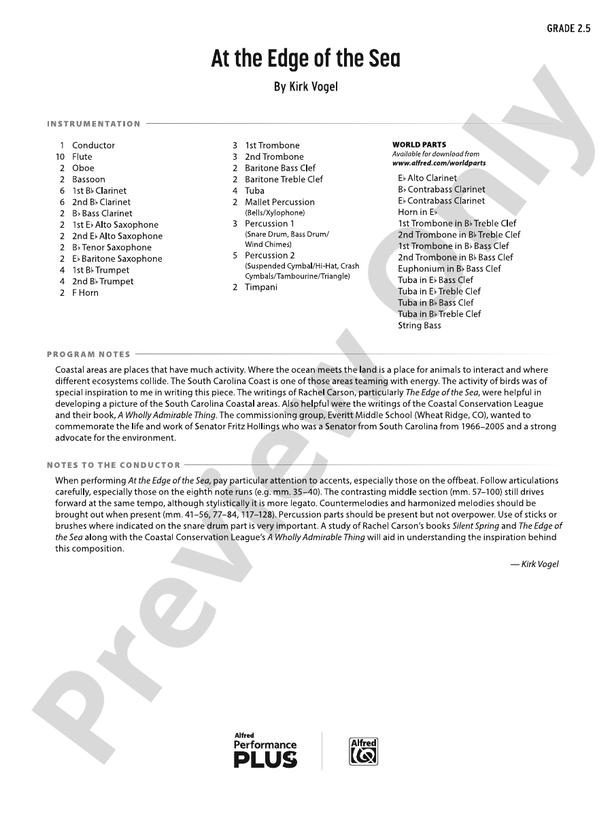 At the Edge of the Sea - Concert Band Conductor Score & Parts (Digital Download)