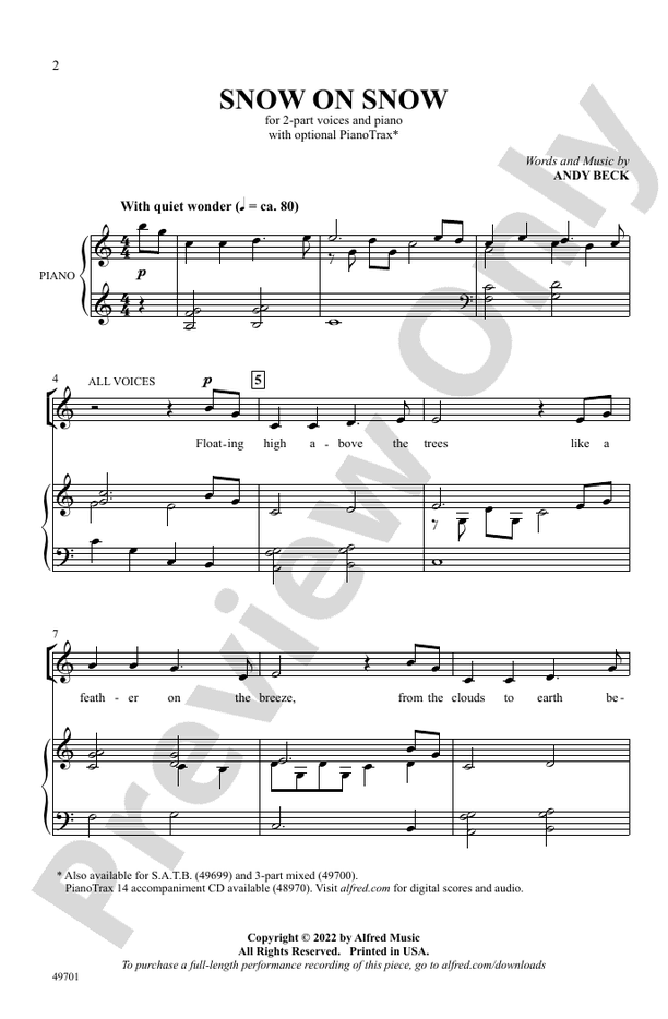 Snow on Snow - 2 Part Treble Choral Octavo (Digital Download)