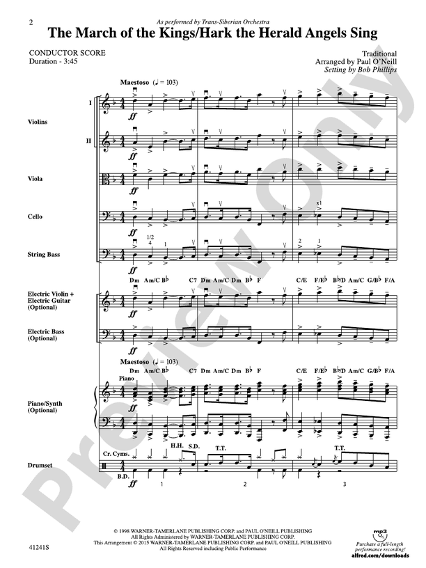 The March of the Kings / Hark the Herald Angels Sing – String Orchestra Conductor Score & Parts (Digital Download)