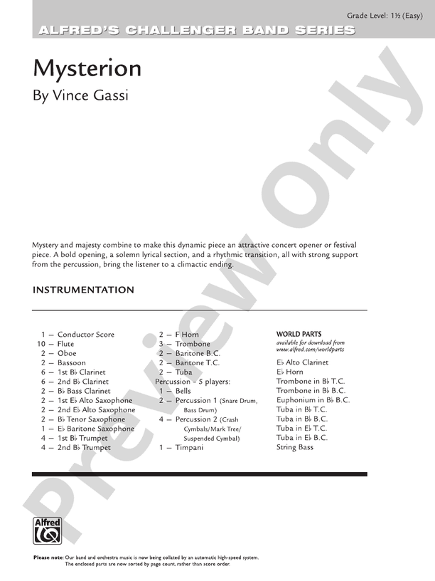 Mysterion - Concert Band Conductor Score & Parts (Digital Download)