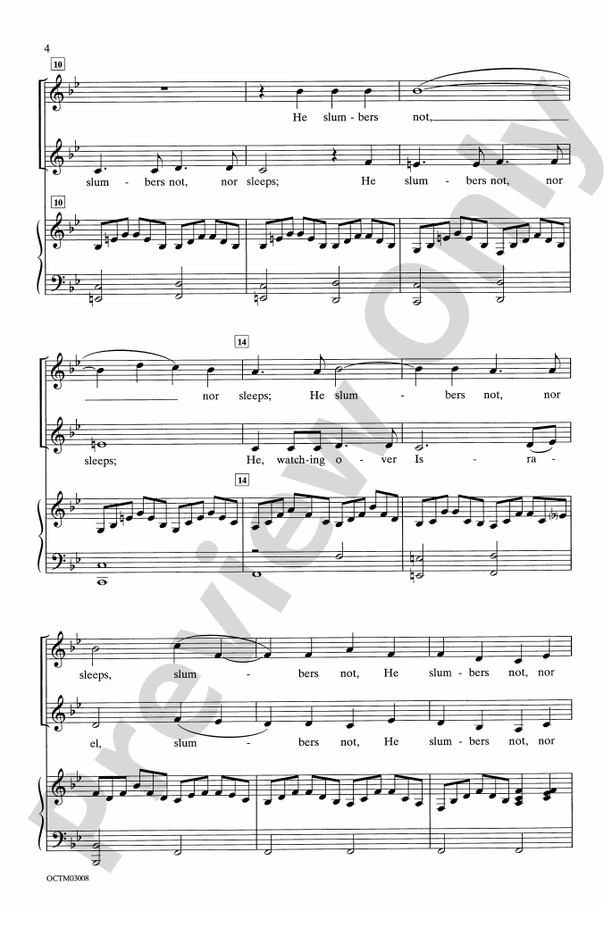 He, Watching Over Israel (from Elijah) – 2-Part Choral Octavo (Digital Download)