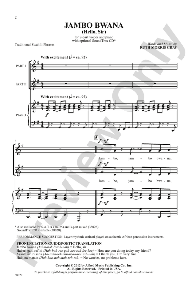 Jambo Bwana – 2-Part Choral Octavo (Digital Download)
