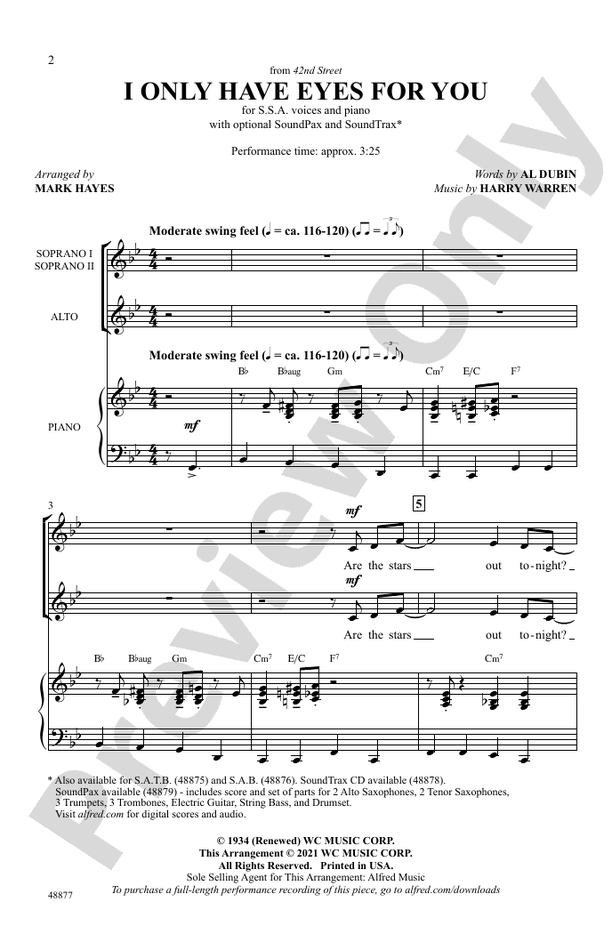 I Only Have Eyes for You – SSA Choral Octavo (Digital Download)