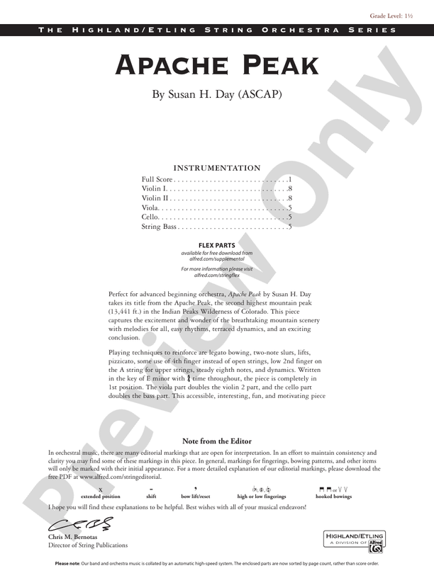 Apache Peak - String Orchestra Conductor Score & Parts (Digital Download)