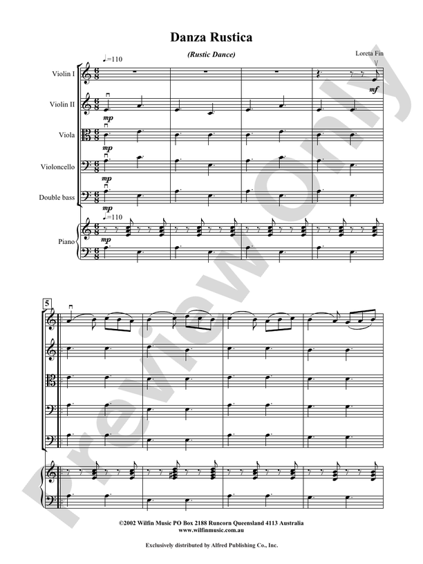 Danza Rustica - Loreta Fin – String Orchestra Conductor Score & Parts (Digital Download)