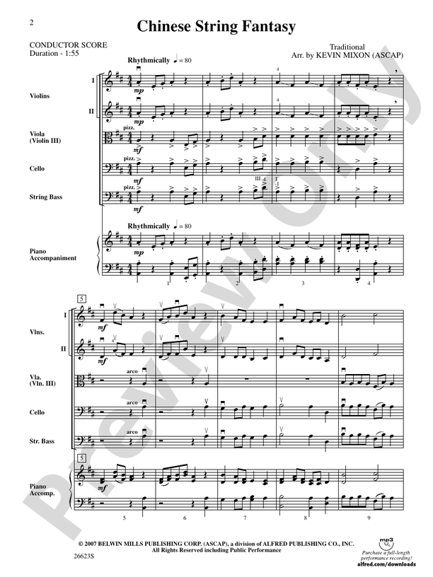 Chinese String Fantasy – String Orchestra Conductor Score & Parts (Digital Download)