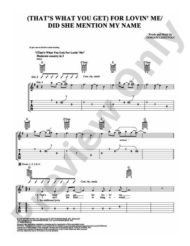 (That's What You Get) For Lovin' Me/Did She Mention My Name - Easy Guitar (Digital Download)