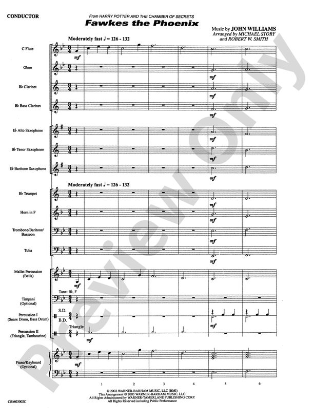 Fawkes the Phoenix (from Harry Potter and the Chamber of Secrets) - Concert Band Conductor Score & Parts (Digital Download)