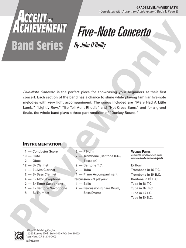 Five-Note Concerto - Concert Band Conductor Score & Parts (Digital Download)