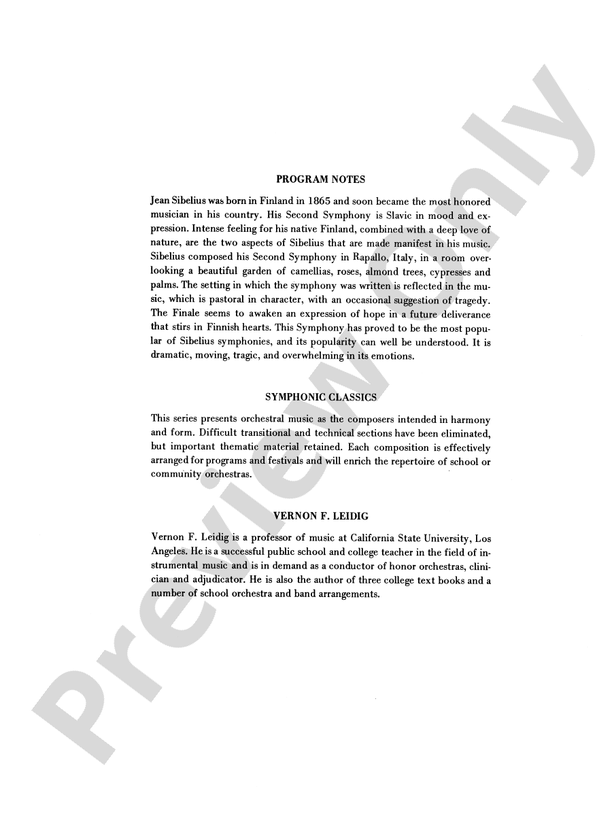 Sibelius's 2nd Symphony, 4th Movement – Full Orchestra Conductor Score & Parts (Digital Download)
