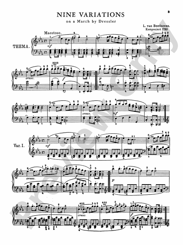 Beethoven - Variations (Volume II) - Piano Solo (Digital Download)
