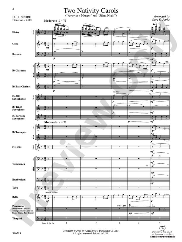Two Nativity Carols - Concert Band Conductor Score & Parts (Digital Download)