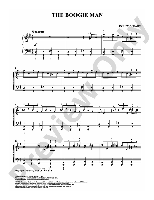 The Boogie Man - Arr. John W Schaum - Easy Piano (Digital Download)