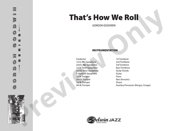 That's How We Roll (Grade 6) - Jazz Ensemble Conductor Score & Parts(Digital Download)