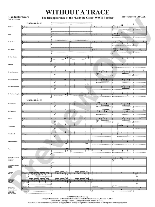 Without a Trace - The Disappearance of the "Lady Be Good" WWII Bomber - Concert Band Conductor Score & Parts (Digital Download)