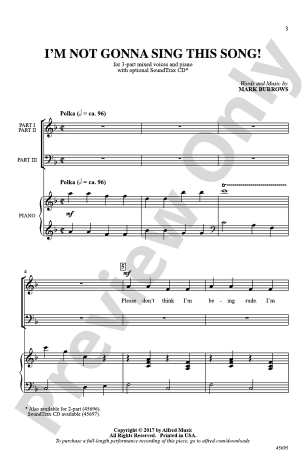 I'm Not Gonna Sing This Song! – 3-Part Mixed Choral Octavo (Digital Download)
