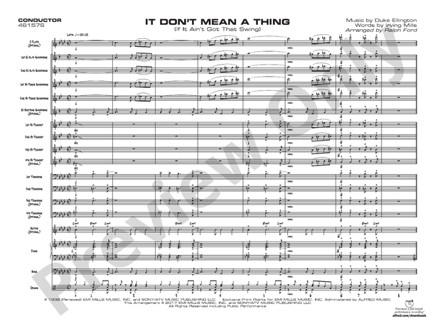 It Don't Mean a Thing (If It Ain't Got That Swing) – Jazz Ensemble Conductor Score & Parts (Digital Download)