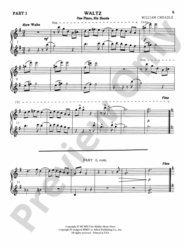 Six for Three - 1 Piano, 6 Hands (Digital Download)