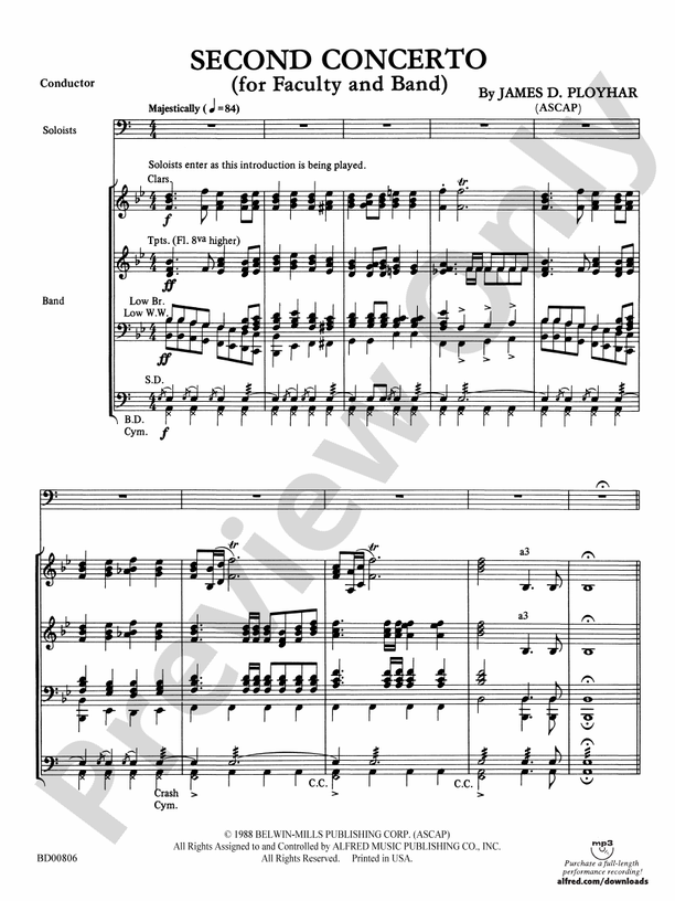Second Concerto for Faculty and Band - Concert Band Conductor Score & Parts (Digital Download)