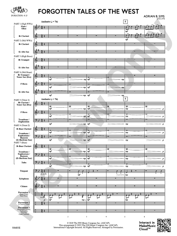 Forgotten Tales of the West - Concert Band Conductor Score & Parts (Digital Download)