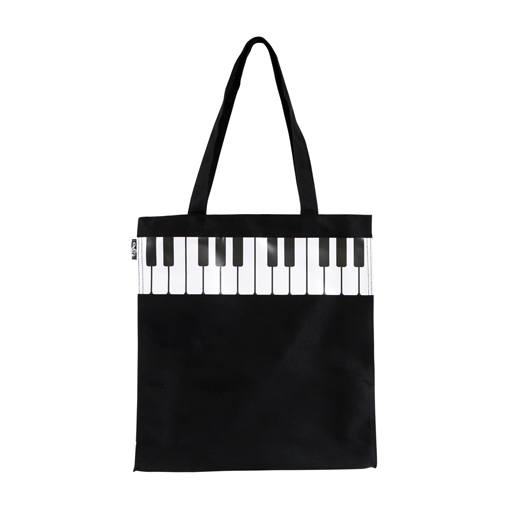 Music or Shopping Bag - Black with white keyboard.