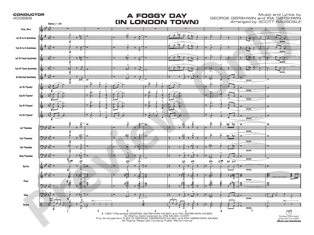 A Foggy Day (Grade 3) - Jazz Ensemble Conductor Score & Parts(Digital Download)