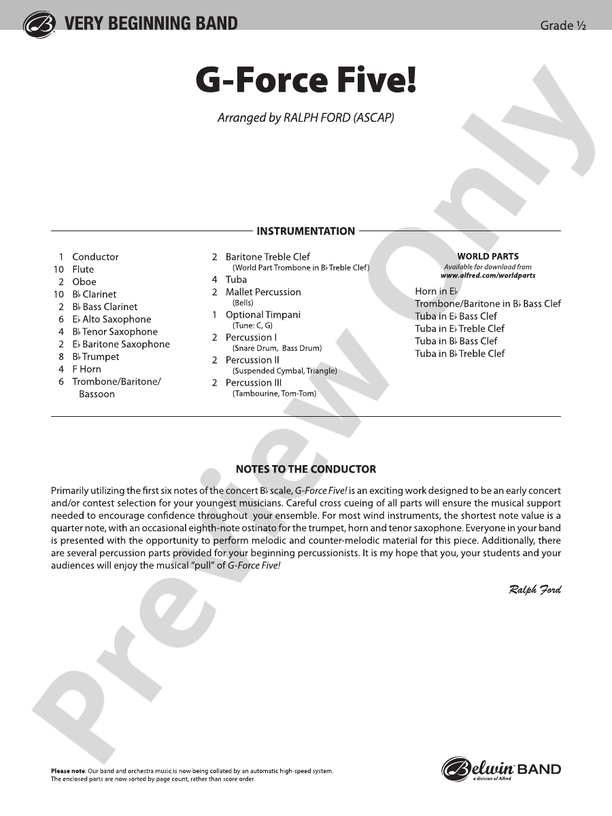 G-Force Five! - Concert Band Conductor Score & Parts (Digital Download)