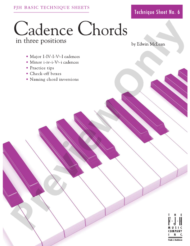 Cadence Chords in three positions - Piano (Digital Download)