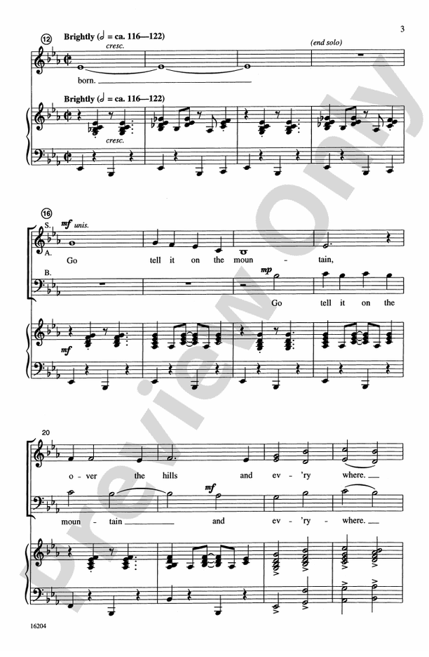 Go, Tell It on the Mountain - Arr. Philip Kern – SAB Choral Octavo (Digital Download)
