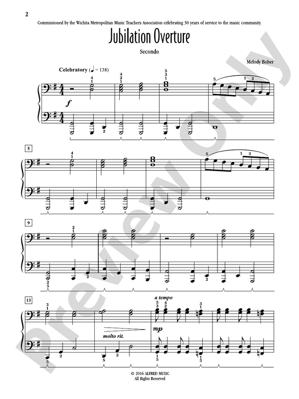 Jubilation Overture - 1 Piano, 4 Hands (Digital Download)