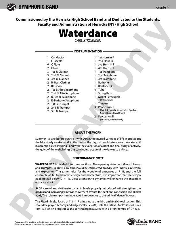 Waterdance - Concert Band Conductor Score & Parts (Digital Download)