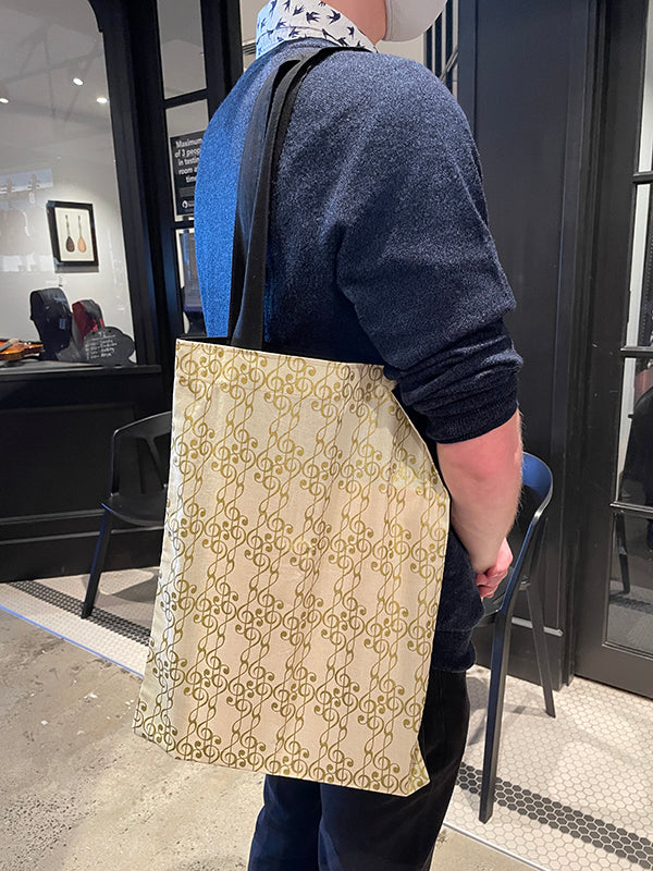 ***WAS $24.95***Large Music Bag Creme with Large Gold Treble Clefs