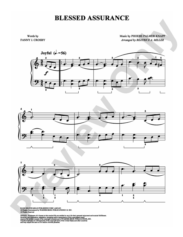 Blessed Assurance - Arr. Beatrice A Miller - Easy Piano (Digital Download)