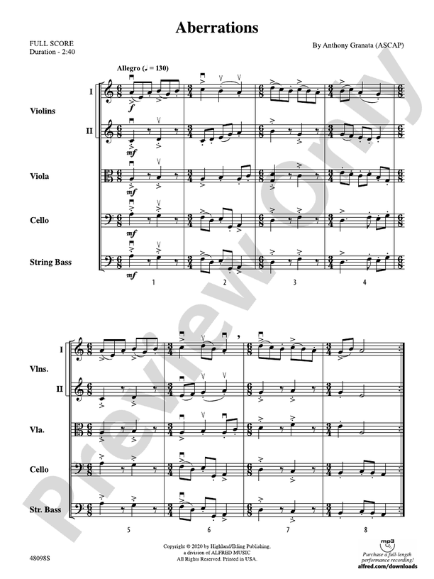 Aberrations - String Orchestra Conductor Score & Parts (Digital Download)