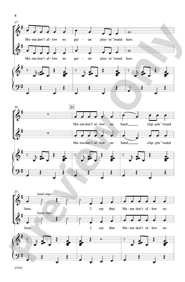 Mama Don't Allow – 2-Part Choral Octavo (Digital Download)